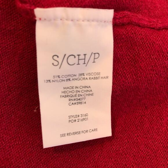 Cabi red pink wrap button side v neck angora blend cardigan sweater Small #3160 - Picture 11 of 16
